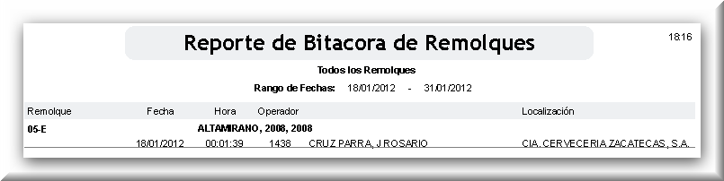 Reporte de Bitácoras de Remolques